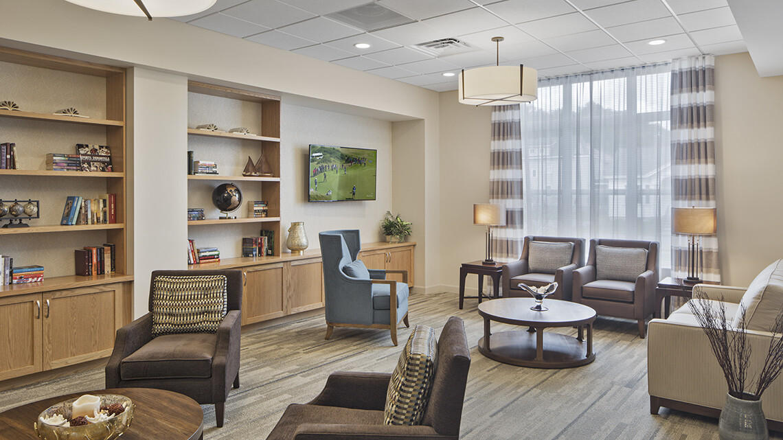 Inglenook at Presbyterian Village_Int Lobby 1_Copyright Andrew Rugge Courtesy Perkins Eastman